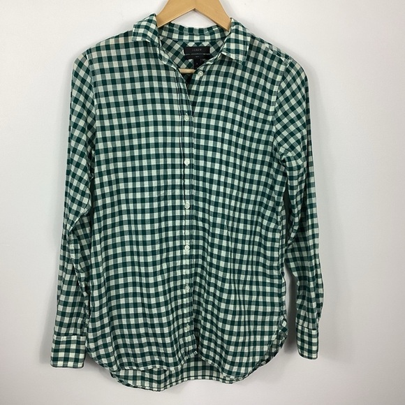 J. Crew Tops - J. Crew Classic Fit Boy Shirt In Crinkle Gingham Size 2